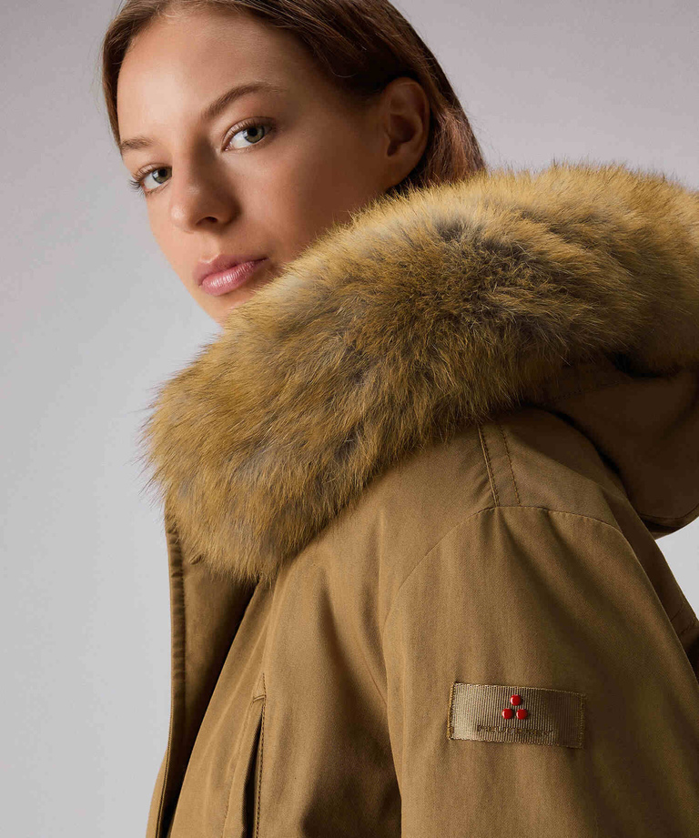 Maxi parka with fox fur