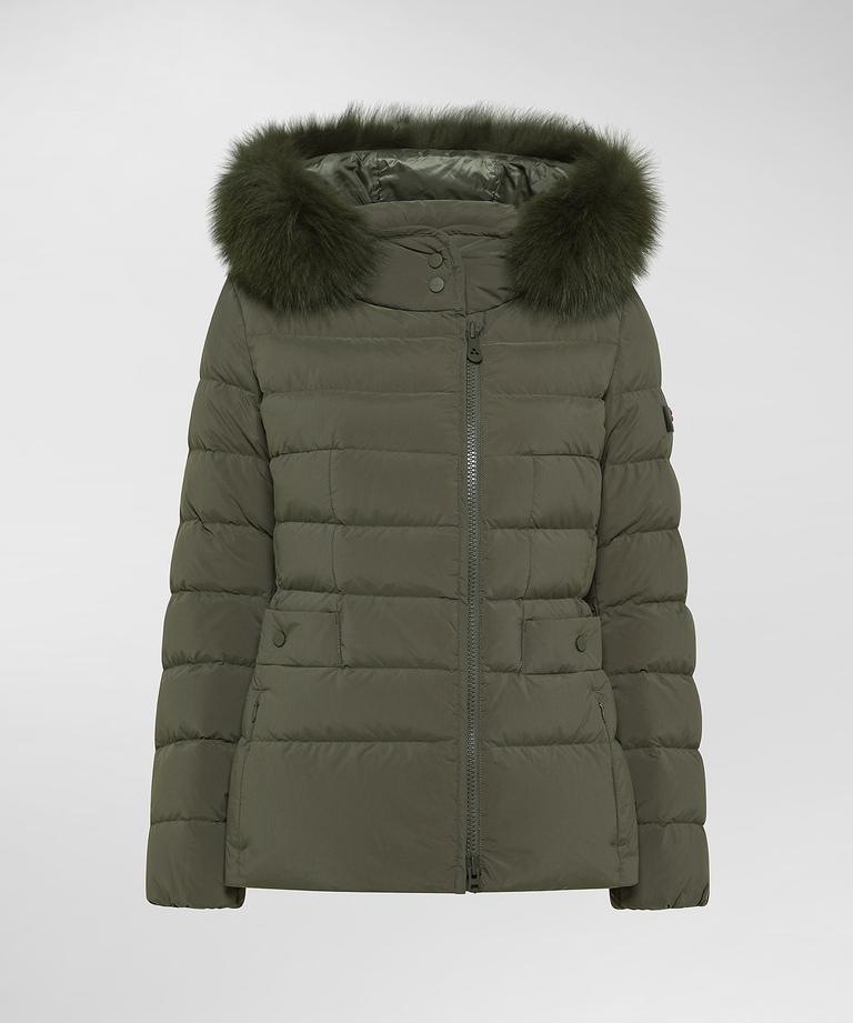 Short hooded down jacket with fur - Iconic jackets | Peuterey