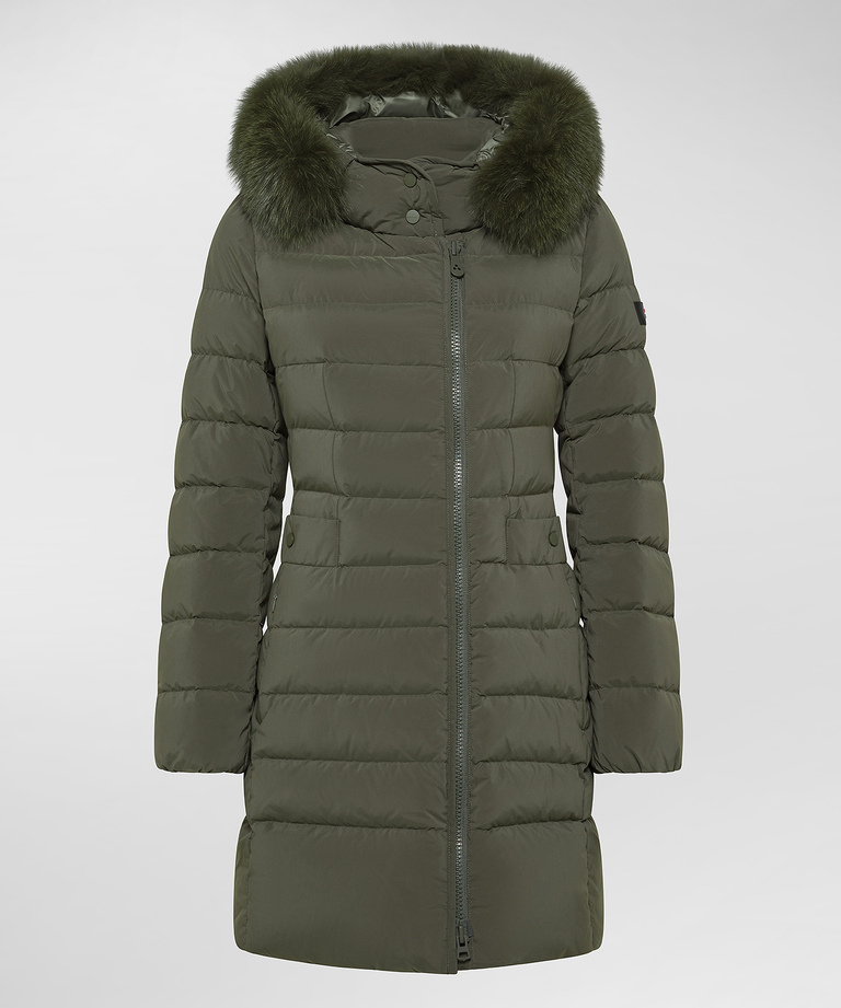 Long down jacket with high collar and fur - Women's Preview | Peuterey