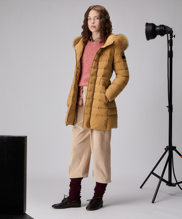 Long down jacket with high collar and fur - Winter down jackets | Peuterey