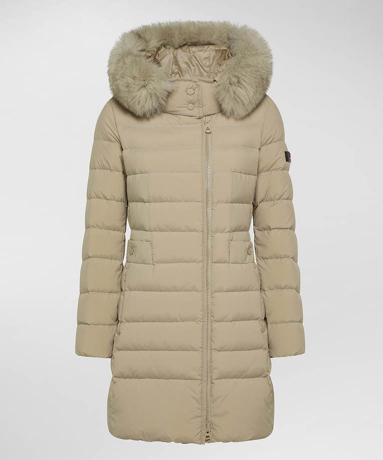 Long down jacket with high collar and fur - Women's Preview | Peuterey