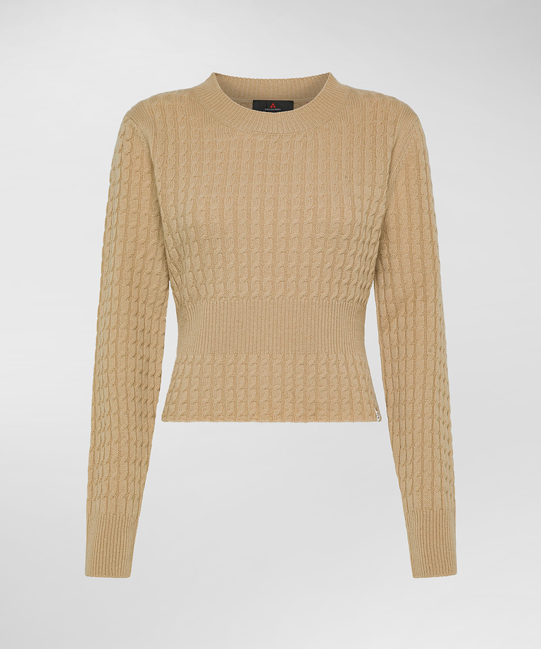 Cable knit sweater with waistband - Clothing & accessories | Peuterey