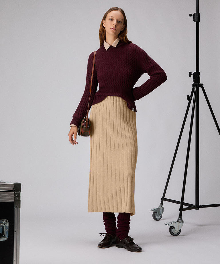 Long ribbed wool skirt - Trousers | Peuterey