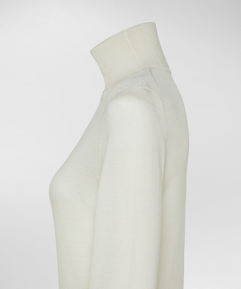 100% virgin wool mock-collared sweater