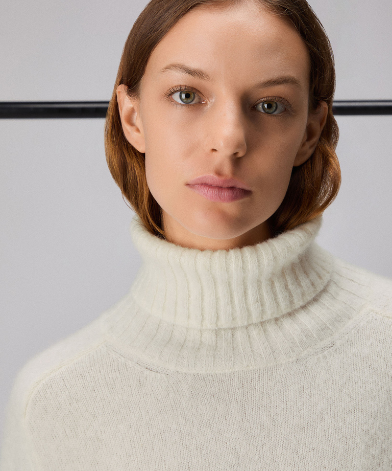Alpaca-blend high-collar sweater