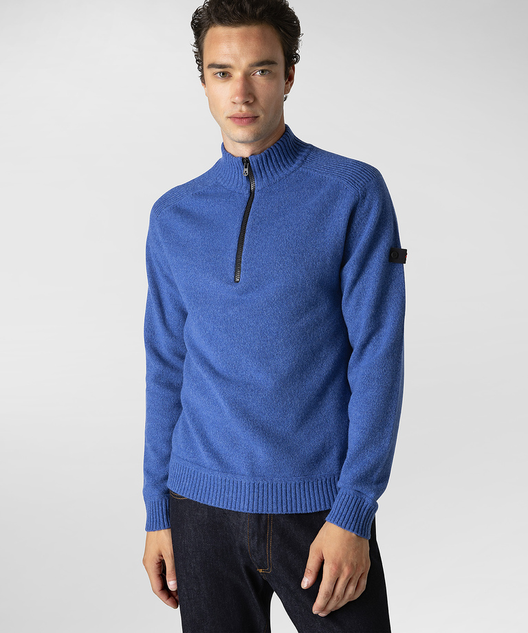 Pullover mit hohem Kragen aus einer Mouliné-Wollmischung - Zeitlose Kleidung für Herren - Ikonische Jacken | Peuterey
