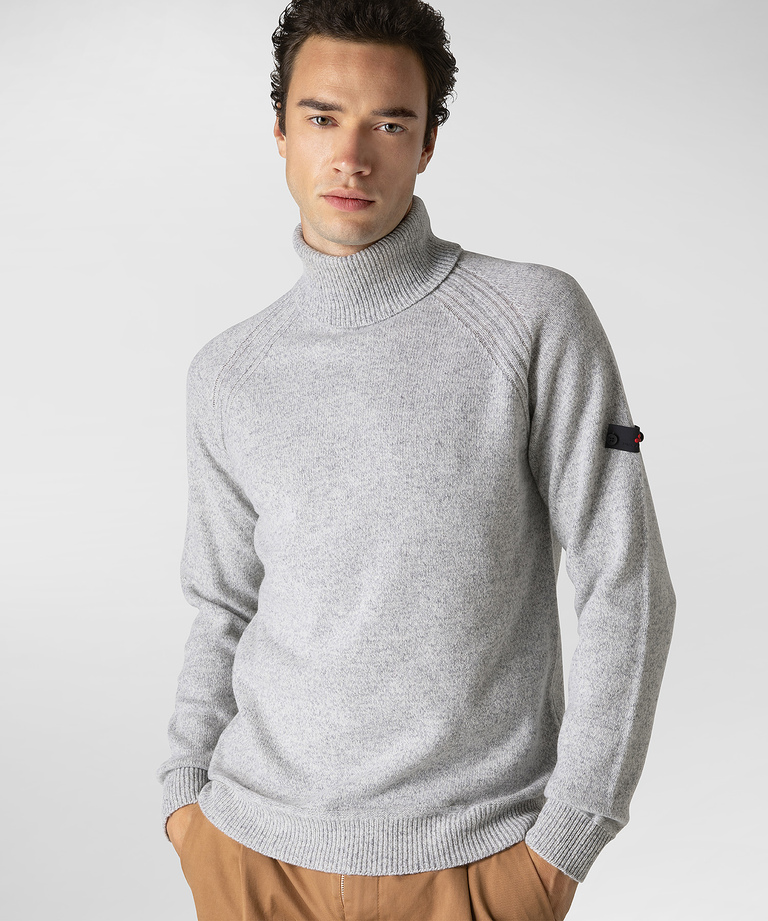 Turtleneck pull in mouliné wool blend tricot - Top And Knitwear | Peuterey