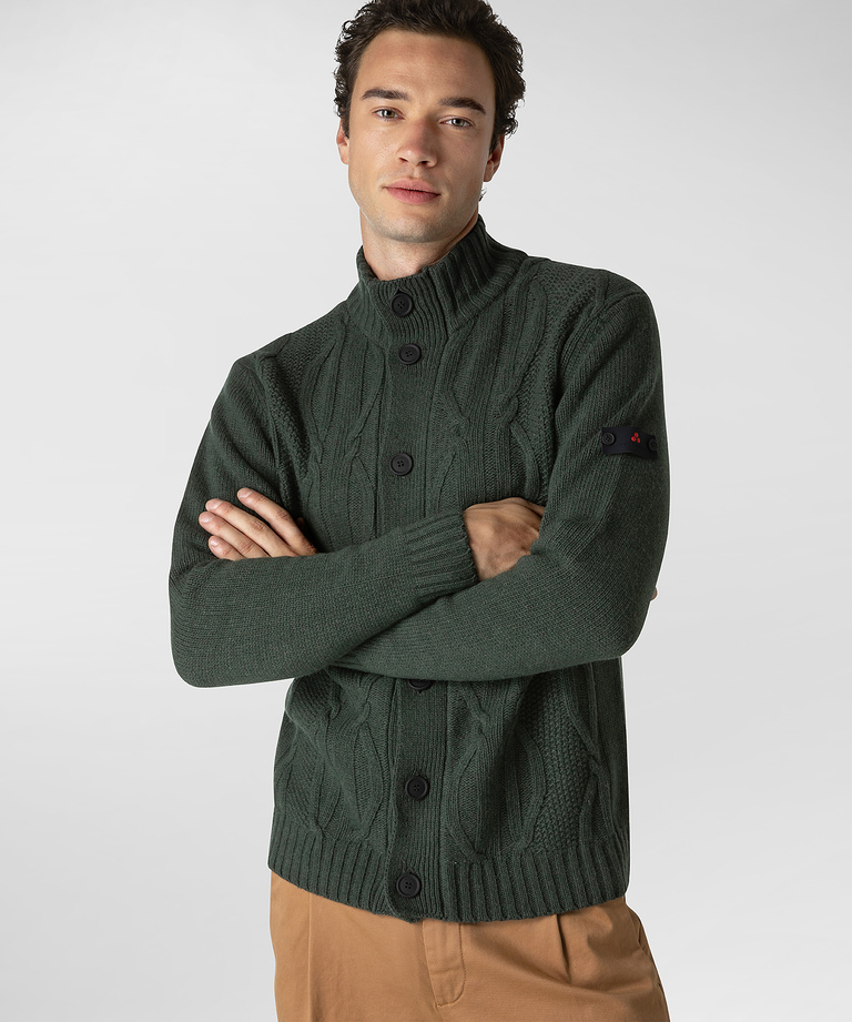 Woollen knitted “Arran” cardigan - Elegant men's clothing - Special occasion apparel | Peuterey