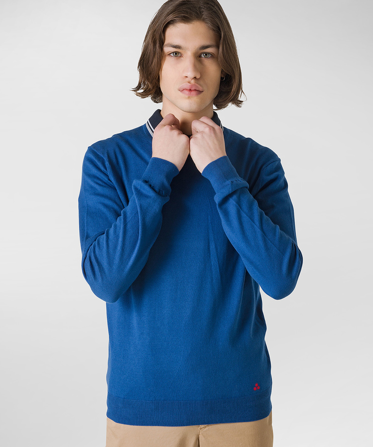 Knitted fabric sweater with small, embroidered logo - Lightweight clothing for men | Peuterey