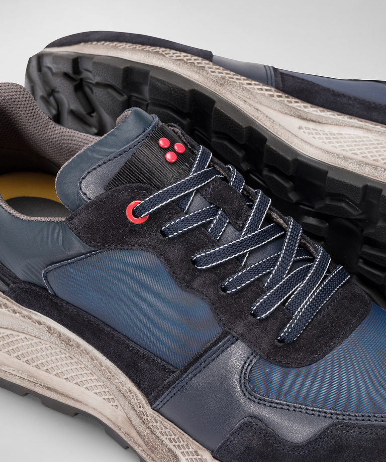 Scarpa In Nylon E Pelle Con Suola Eva Effetto Used
