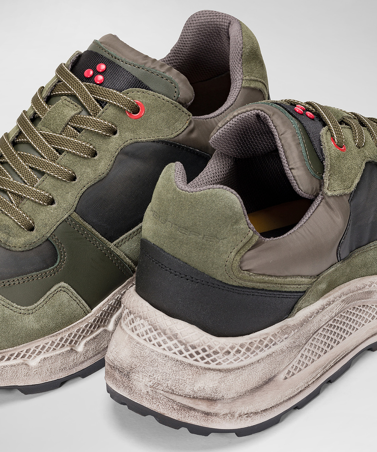 Scarpa In Nylon E Pelle Con Suola Eva Effetto Used