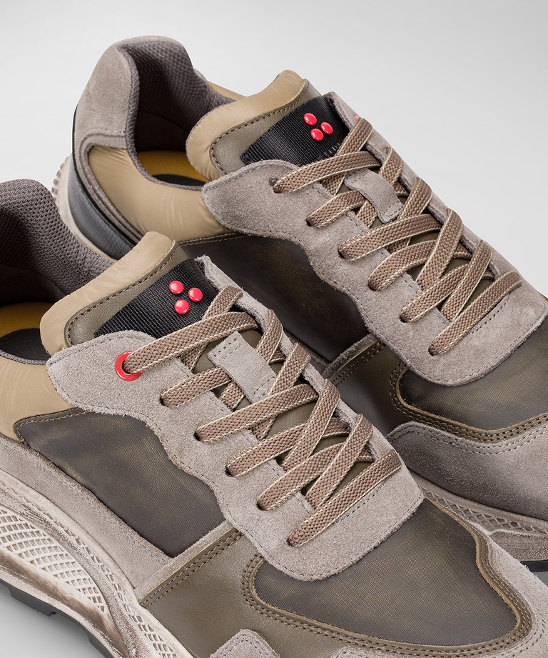 Scarpa In Nylon E Pelle Con Suola Eva Effetto Used