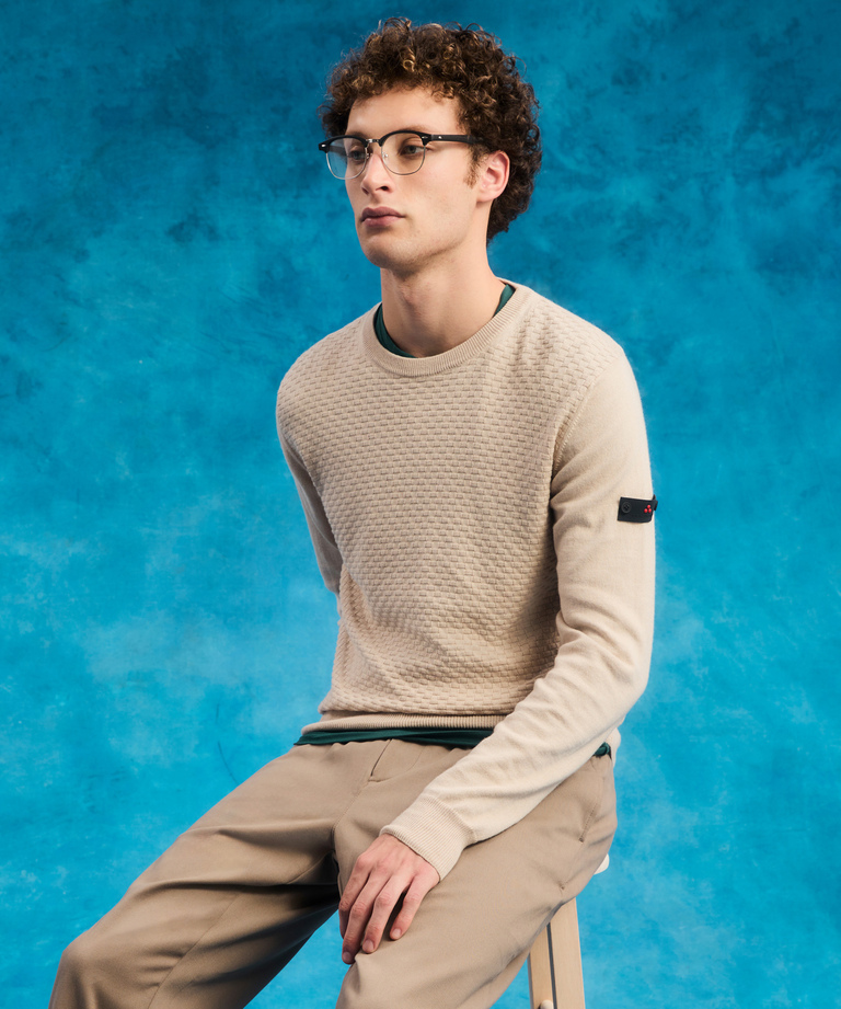 Round neck jumper with detachable personalisation - Everyday apparel - Men's clothing | Peuterey
