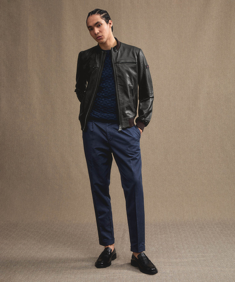 Lederjacke mit Jerseydetails - Zeitlose Kleidung für Herren - Ikonische Jacken | Peuterey