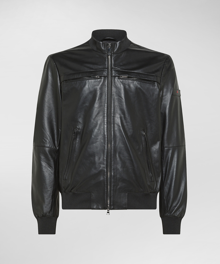 Leather jacket with jersey details - Men's Jackets - Outerwear Collection | Peuterey