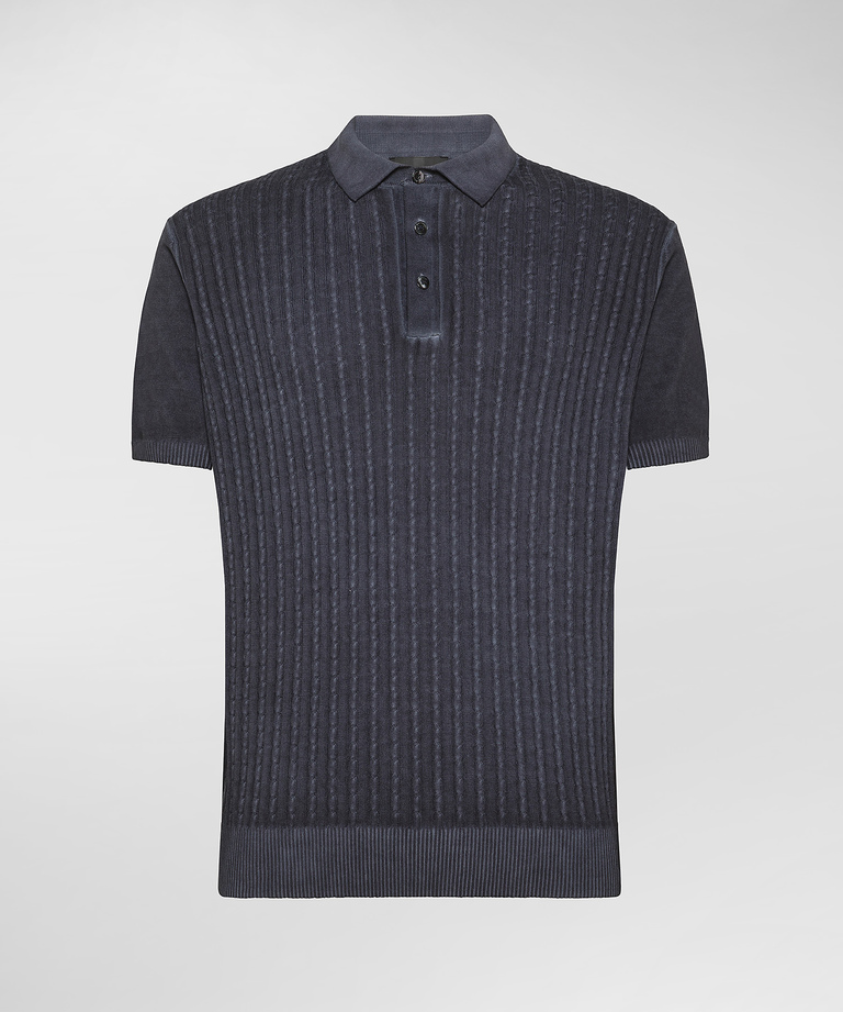 Cotton cable knit polo shirt - Men's T-shirts and Polo Shirts | Peuterey
