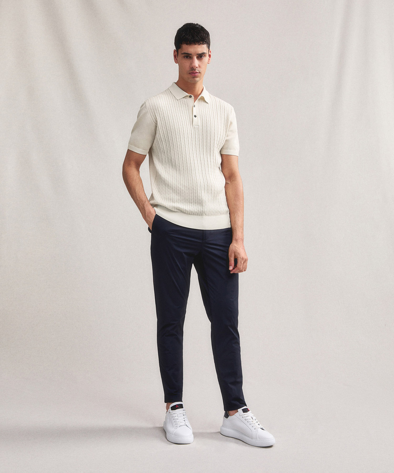 Cotton cable knit polo shirt - Men's T-shirts and Polo Shirts | Peuterey