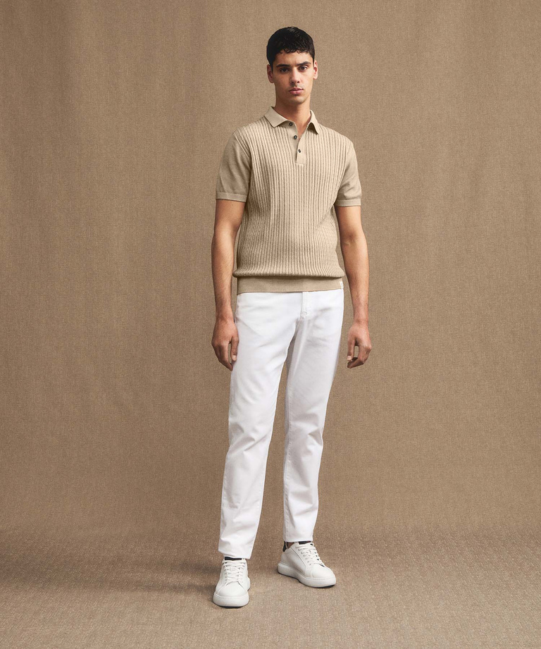 Cotton cable knit polo shirt - Men's Top and Knitwear | Peuterey
