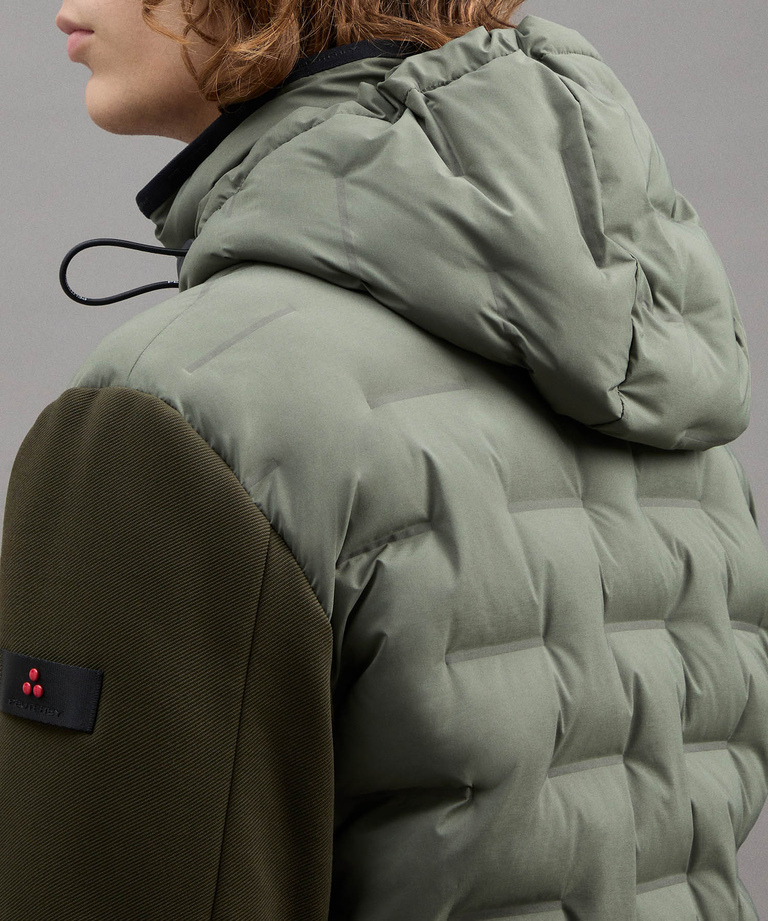 Giacca Bimateriale Con Trapunta Jacquard