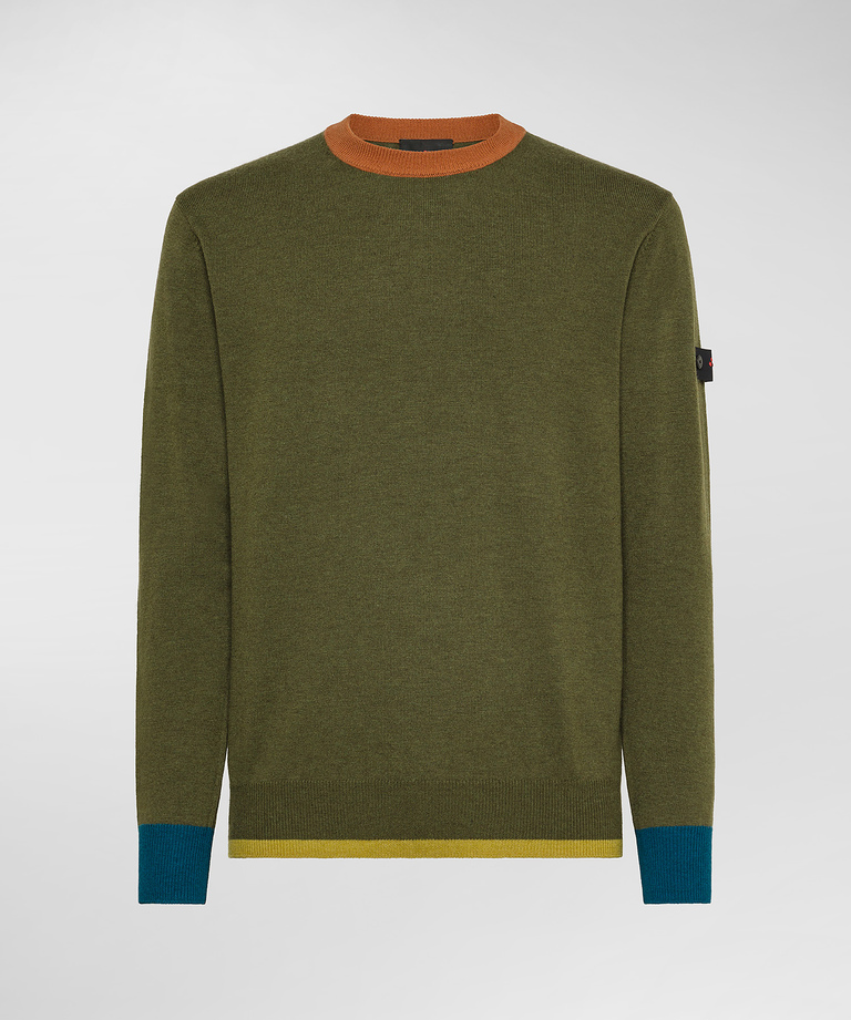 Wool-Blend Knitted Pullover With Contrasting Details - Clothing for Men | Peuterey