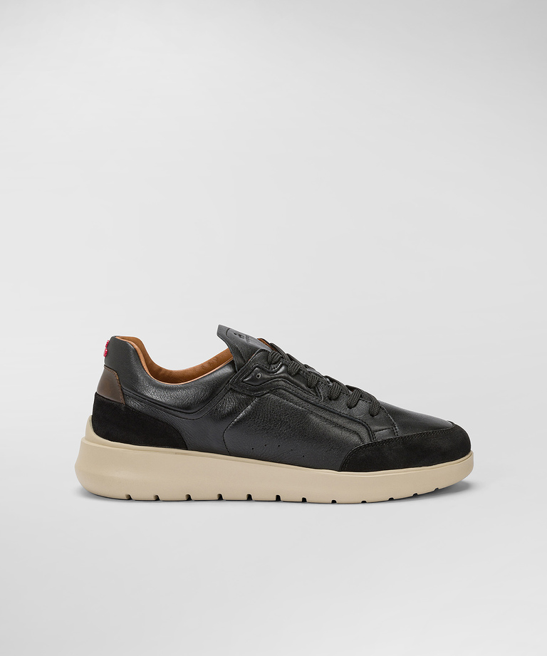 Leather Sneakers With Colourful Suede Details - Leather Sneakers & loafers | Peuterey