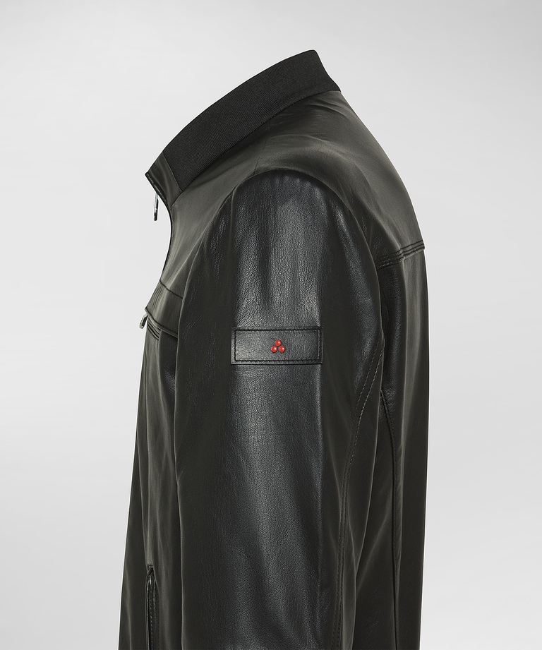 Leather jacket with chest pockets