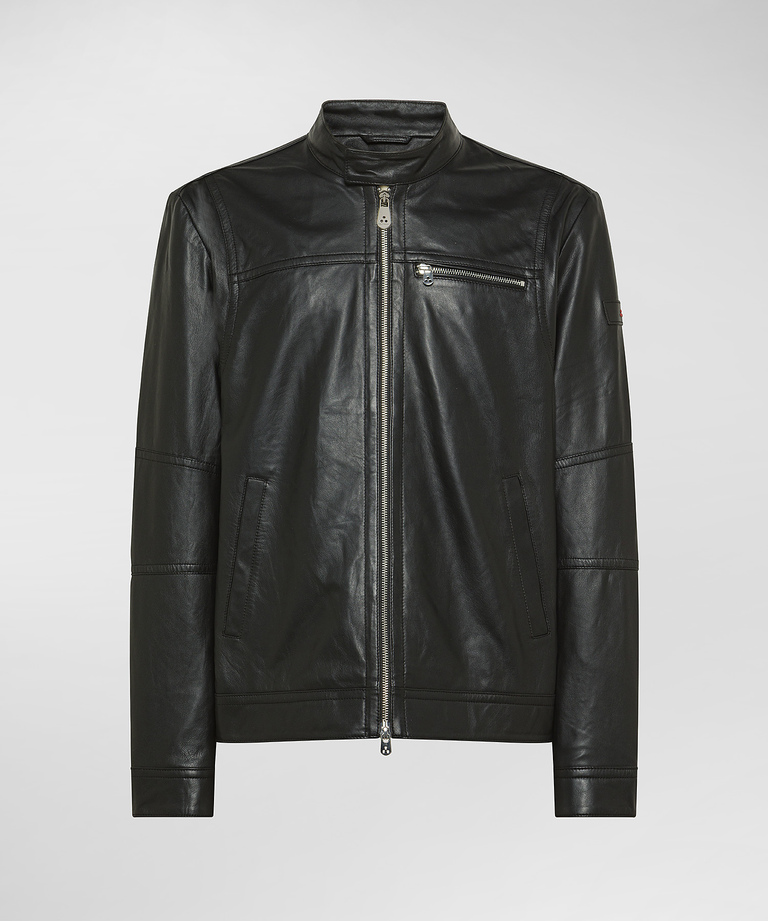 Leather biker jacket with chest pockets - Iconic jackets | Peuterey