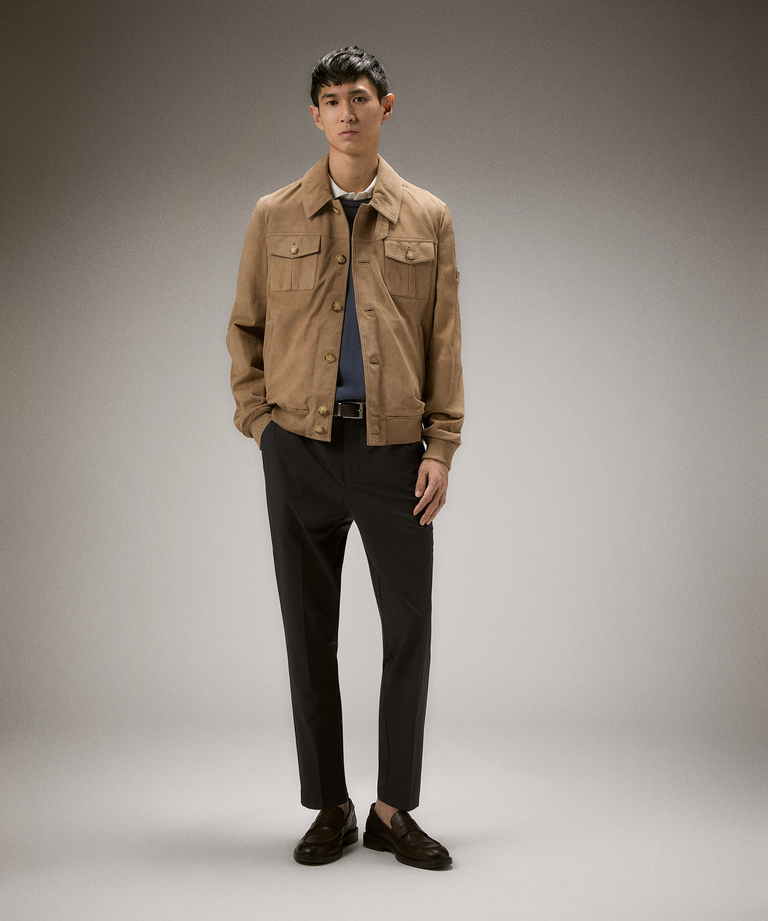 Giacca in suede con bottoni in galalite - Bomber | Peuterey