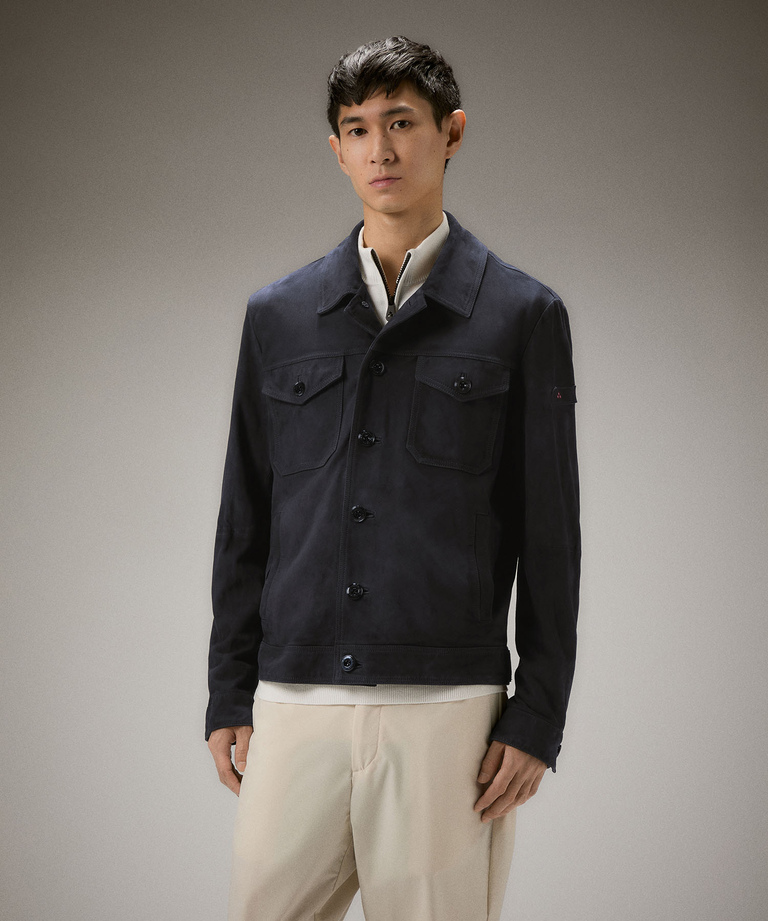 Worn-effect suede shirt jacket
