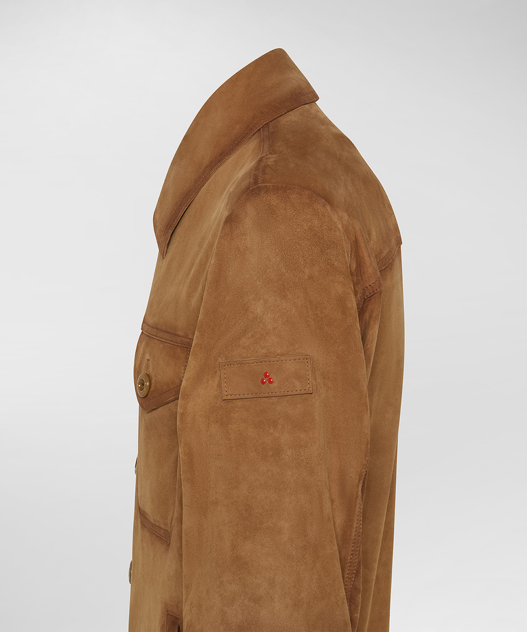 Worn-effect suede shirt jacket