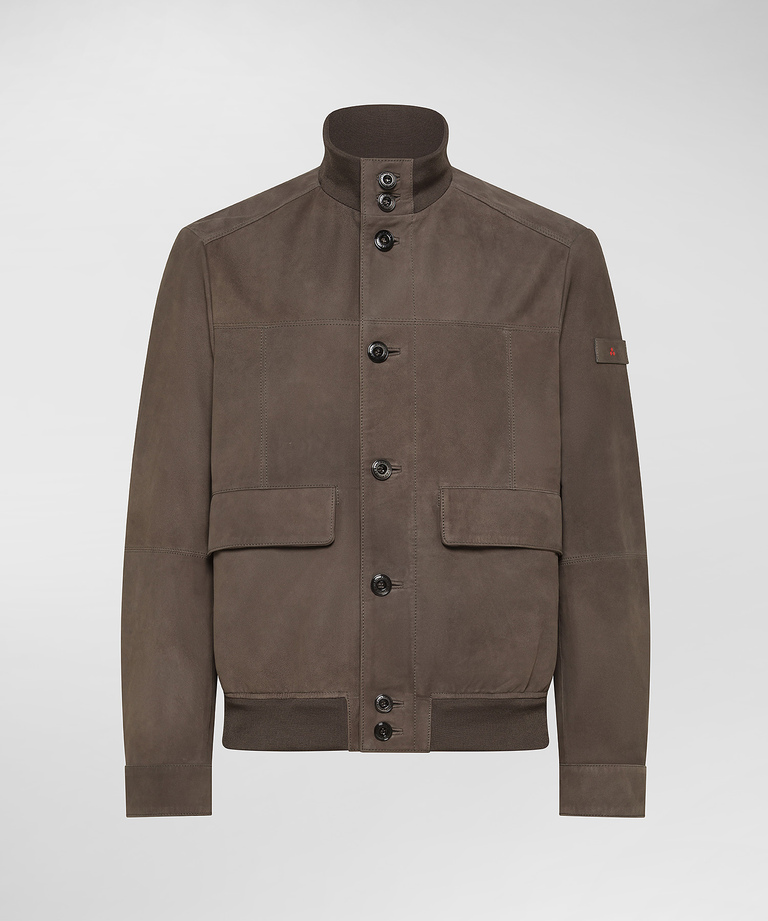 Giacca in nabuk con bottoni in galalite - Bomber | Peuterey