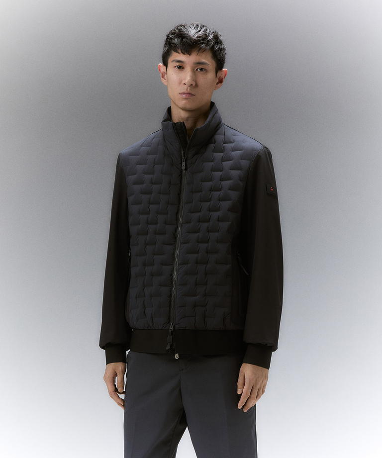 Bomber jacket with geometric quilting
