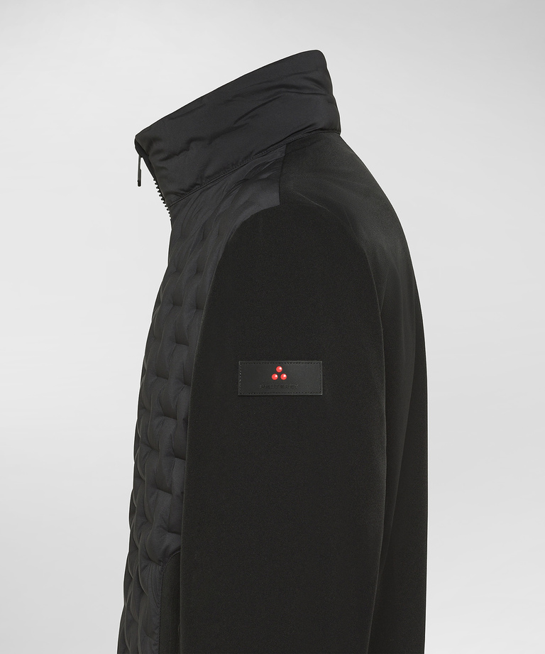 Two-material bomber jacket with geometric quilting