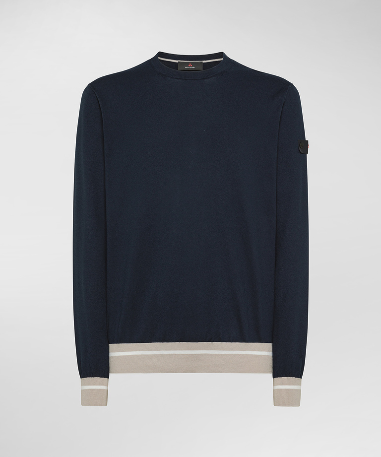 Cotton knit sweater with contrasting details - Iconic jackets | Peuterey