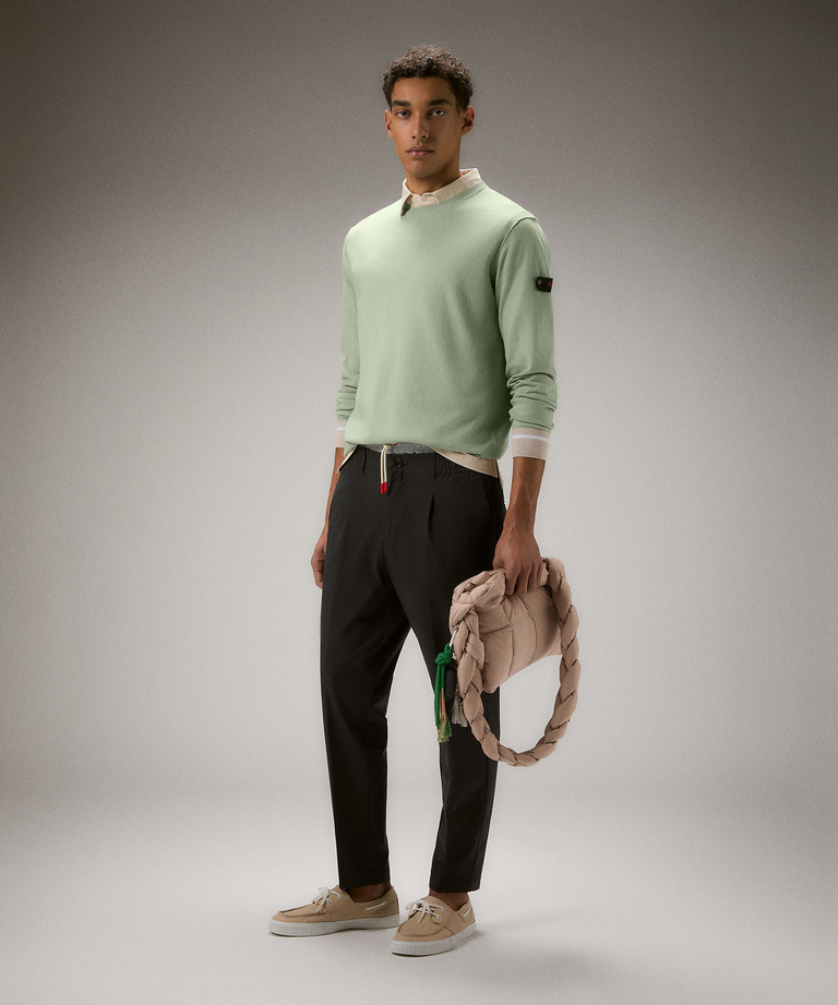 Cotton knit sweater with contrasting details - Sweaters | Peuterey