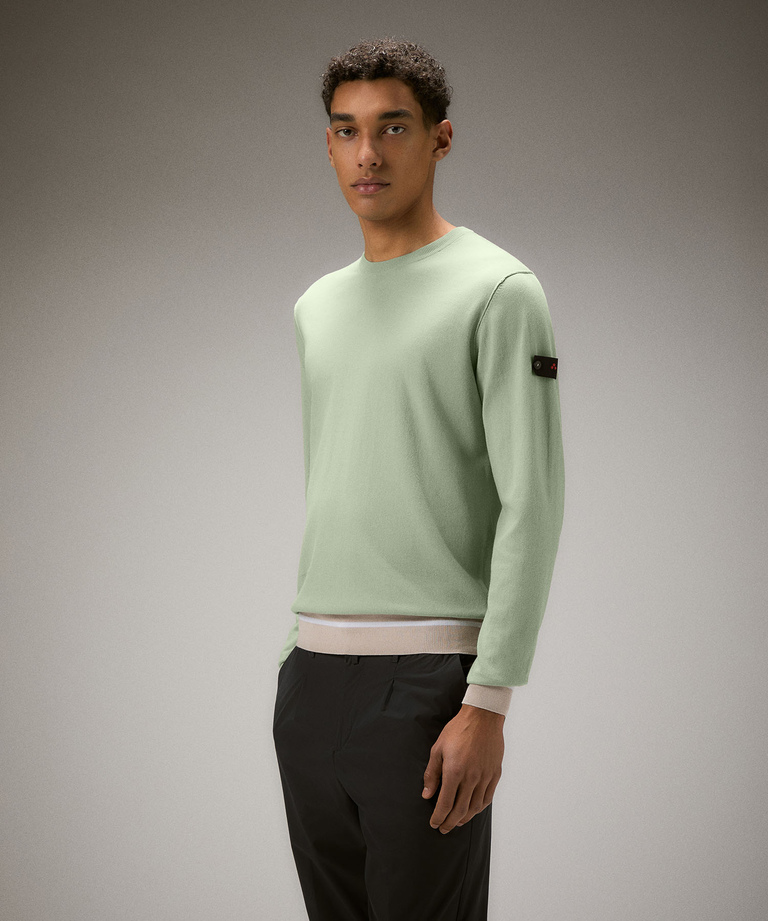 Cotton knit sweater with contrasting details