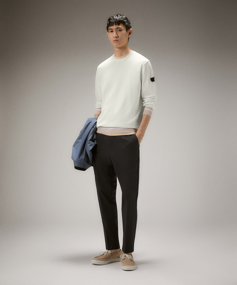 Cotton knit sweater with contrasting details - Iconic jackets | Peuterey