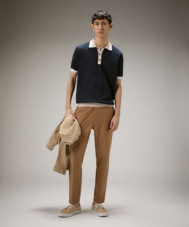 Cotton knit polo shirt with contrasting details - Everyday apparel | Peuterey