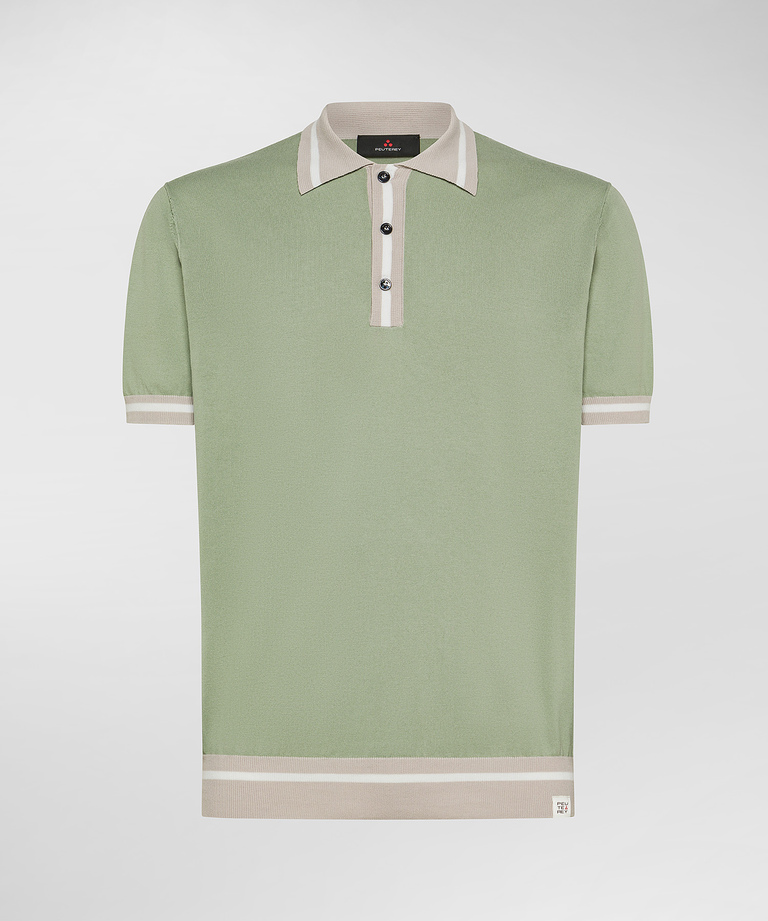 Cotton knit polo shirt with contrasting details - Sweaters | Peuterey