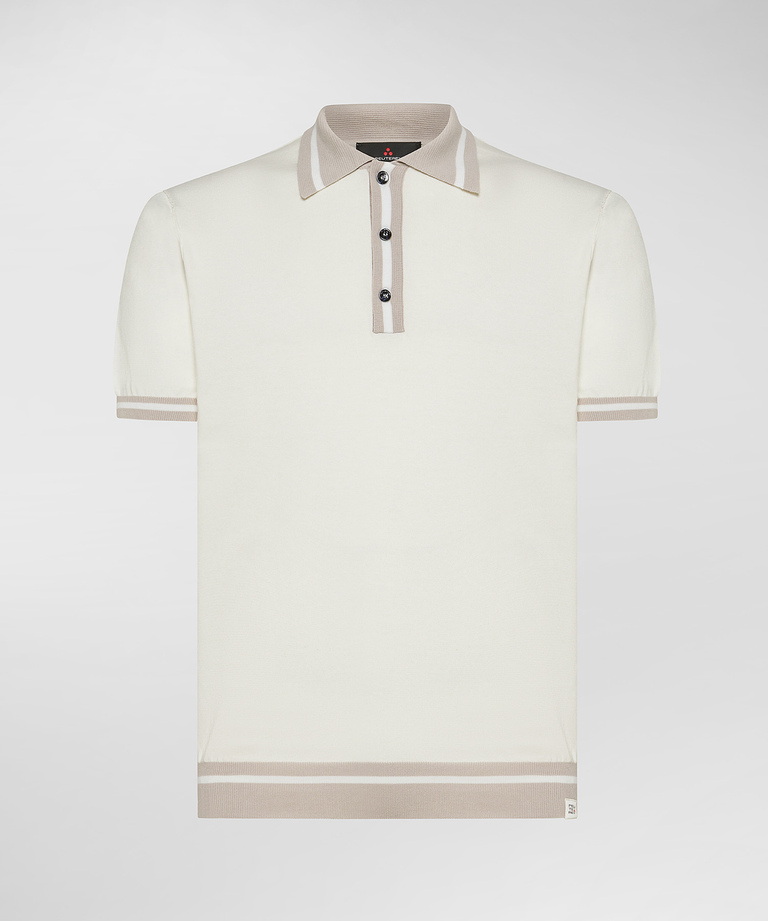 Cotton knit polo shirt with contrasting details - Clothing & accessories | Peuterey