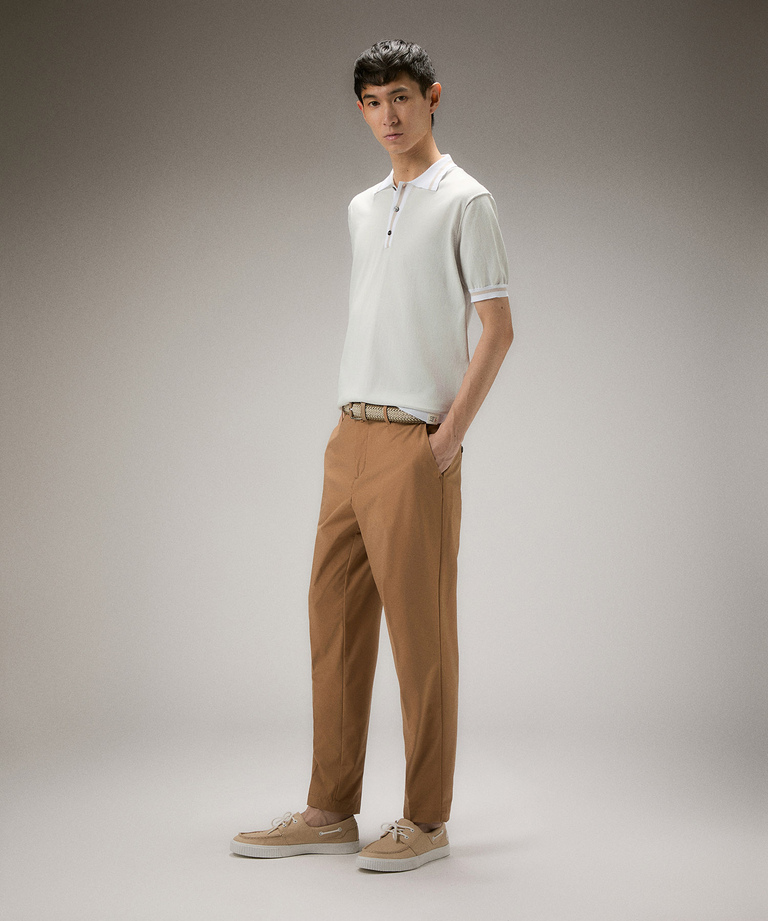 Cotton knit polo shirt with contrasting details - Sweaters | Peuterey