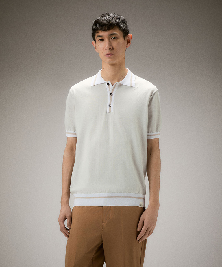 Cotton knit polo shirt with contrasting details