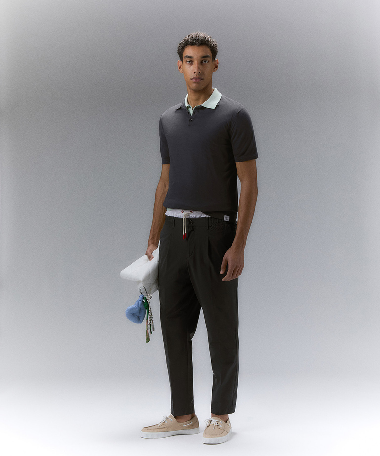 Classic garment-dyed cotton knit polo shirt - Iconic jackets | Peuterey
