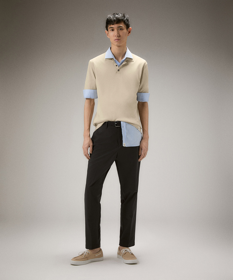 Classic garment-dyed cotton knit polo shirt - T-shirt and Polo | Peuterey