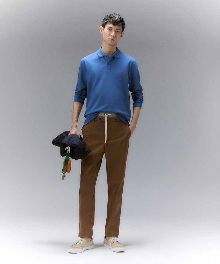 Long-sleeved cotton pique polo shirt - Men | Peuterey