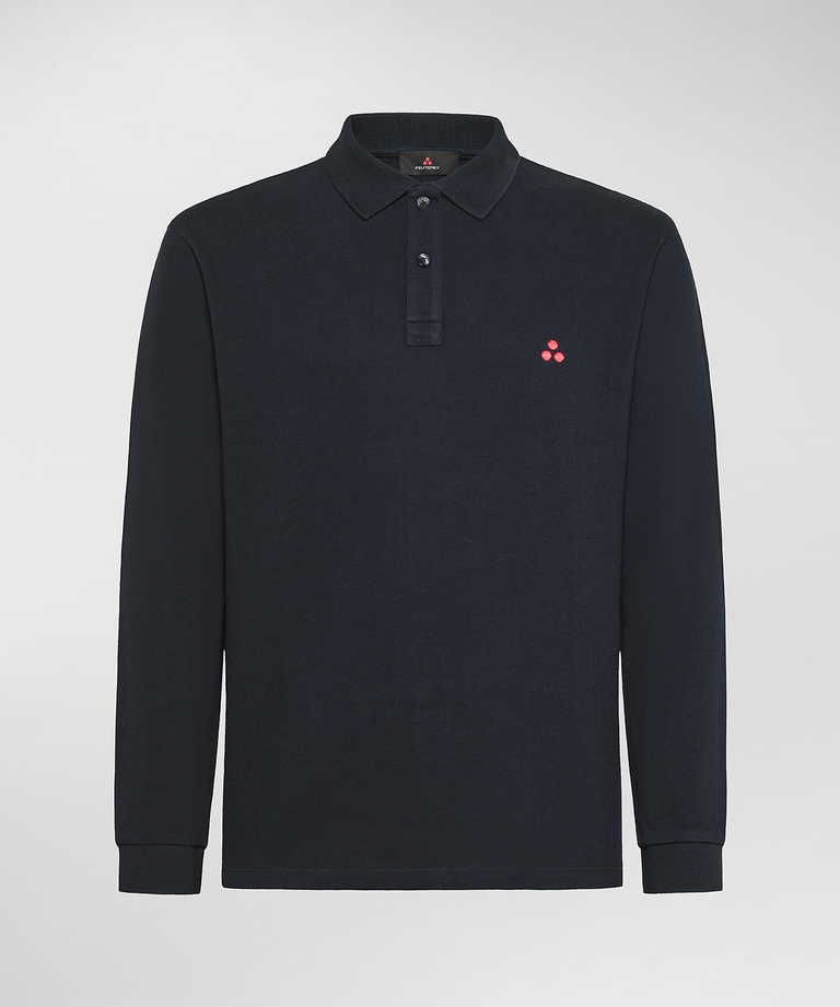 Long-sleeved cotton pique polo shirt - Bestsellers | Peuterey
