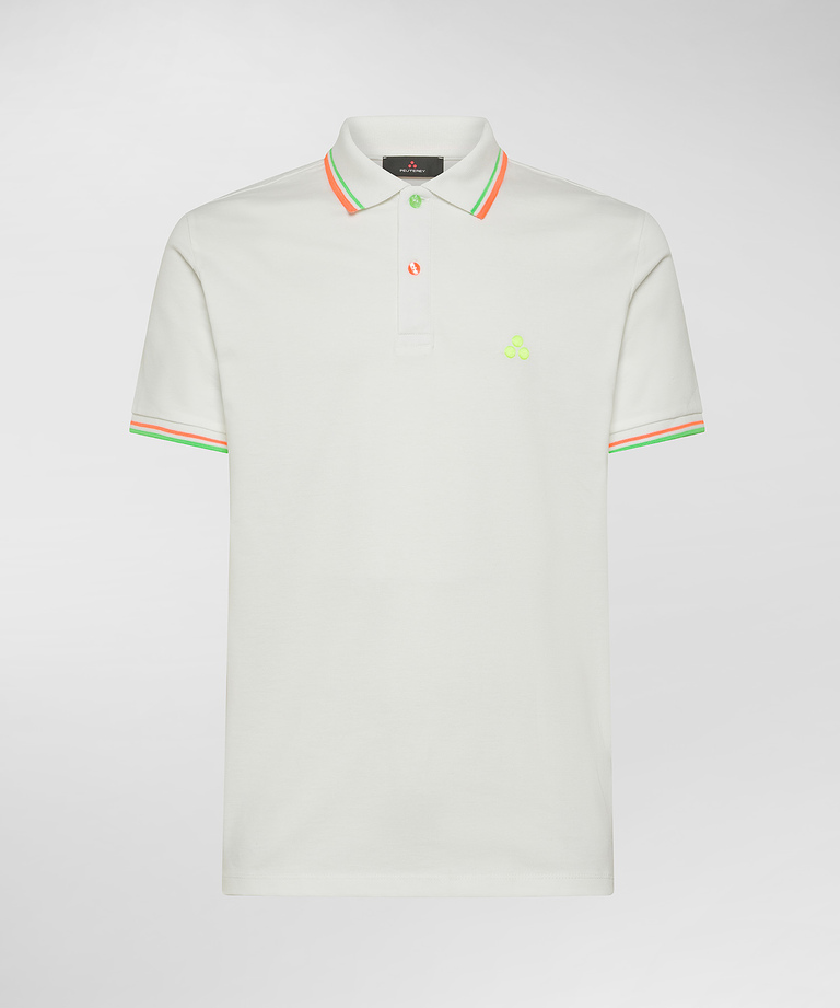 Stretch cotton pique polo shirt with fluorescent details - Men | Peuterey