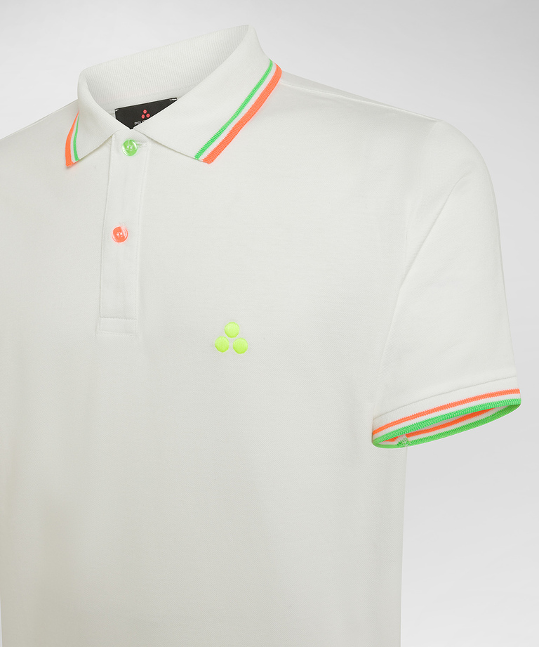 Stretch cotton pique polo shirt with fluorescent details
