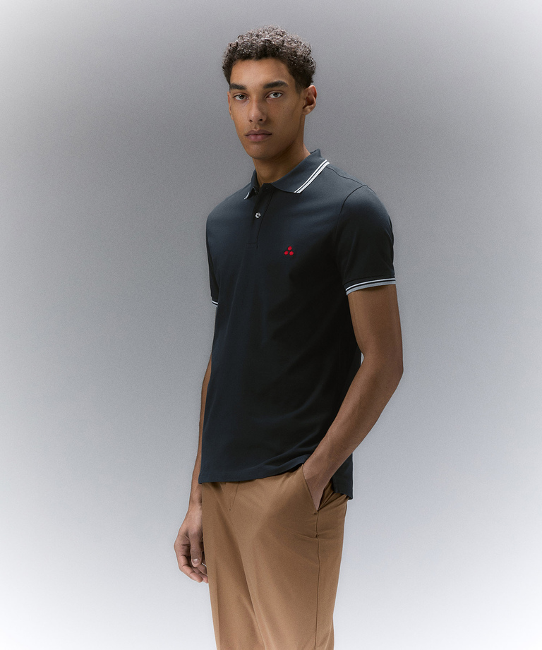 Stretch cotton pique polo shirt