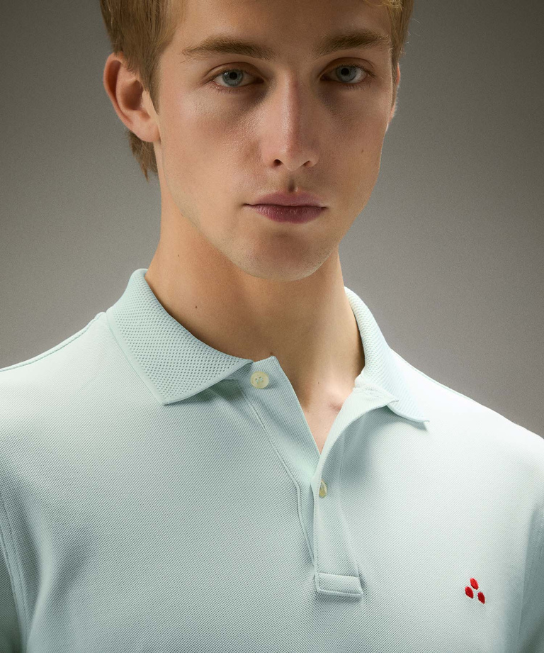 Stretch nylon pique polo shirt